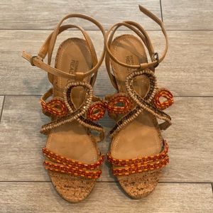 Kenneth Cole Cork Beaded Sandals